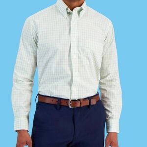 Club Room Men's Regular-Fit Gingham Cotton Dress Shirt Yellow Blue New pick size